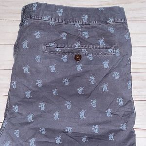 American Eagle pineapple shorts next level flex 36 gray blue print summer fun